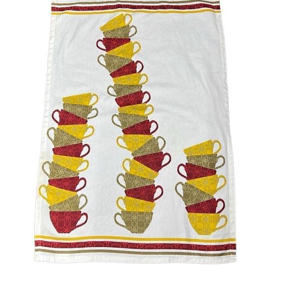 Threshold Multicolor Rectangular Stacked Coffee Cups Cotton Kitchen tea Towel - Picture 7 of 8